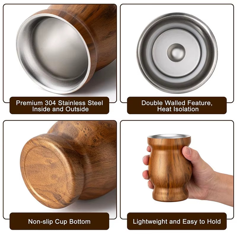 3Pcs 8Oz Yerba Mate Cup Set Yerba Gourd Cup 304 Stainless Steel Double Wall Mate Coffee Mug with Cleaning Brush and Bombillas