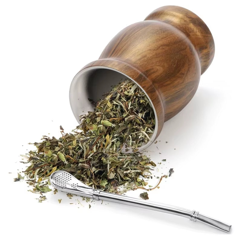 3Pcs 8Oz Yerba Mate Cup Set Yerba Gourd Cup 304 Stainless Steel Double Wall Mate Coffee Mug with Cleaning Brush and Bombillas