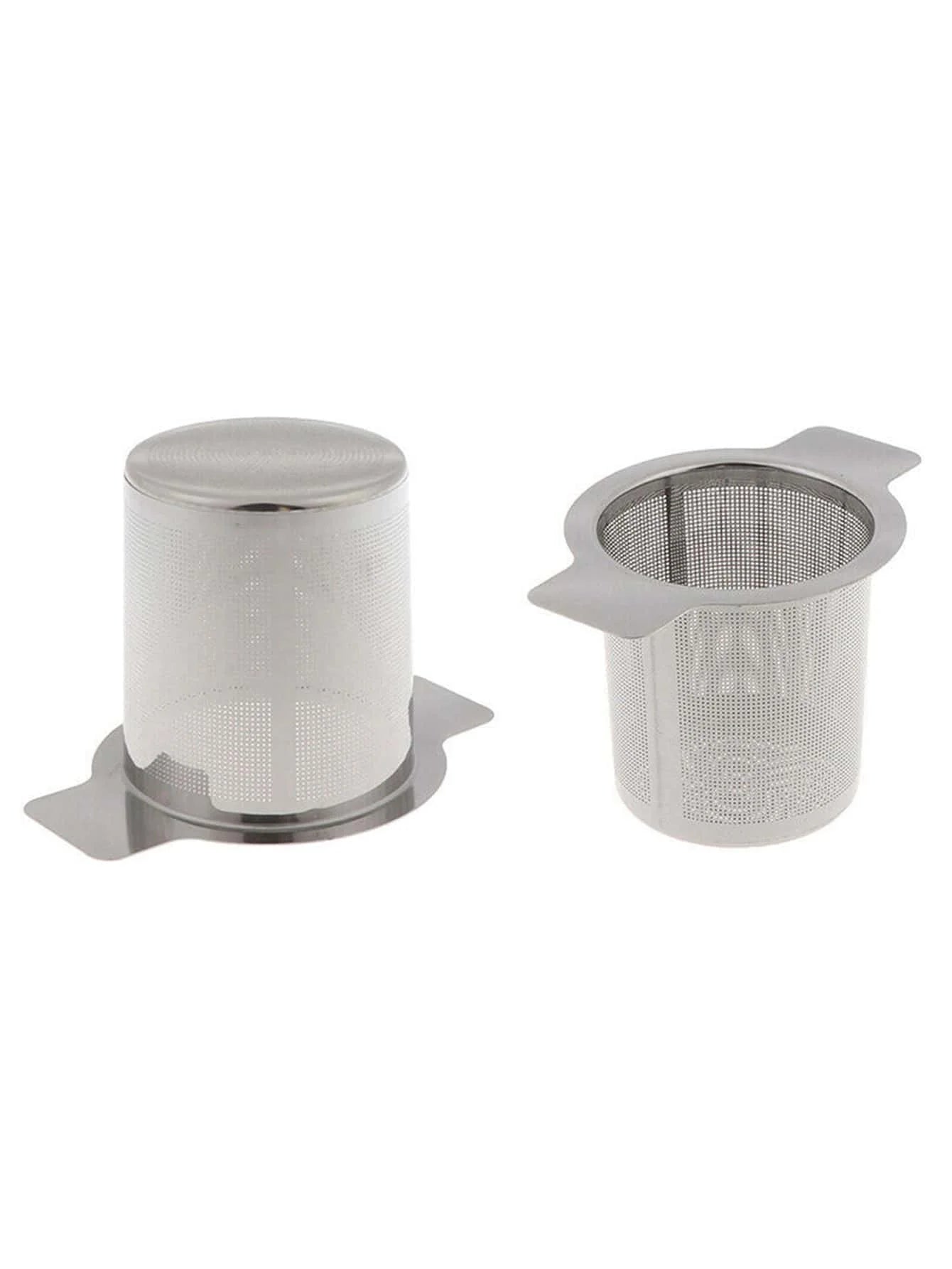 1Pc Double Handles Tea Infuser with Lid Stainless Steel Fine Mesh Coffee Filter Teapot Cup Hanging Loose Leaf Tea Strainer
