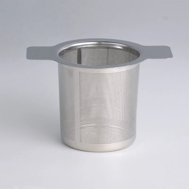 1Pc Double Handles Tea Infuser with Lid Stainless Steel Fine Mesh Coffee Filter Teapot Cup Hanging Loose Leaf Tea Strainer