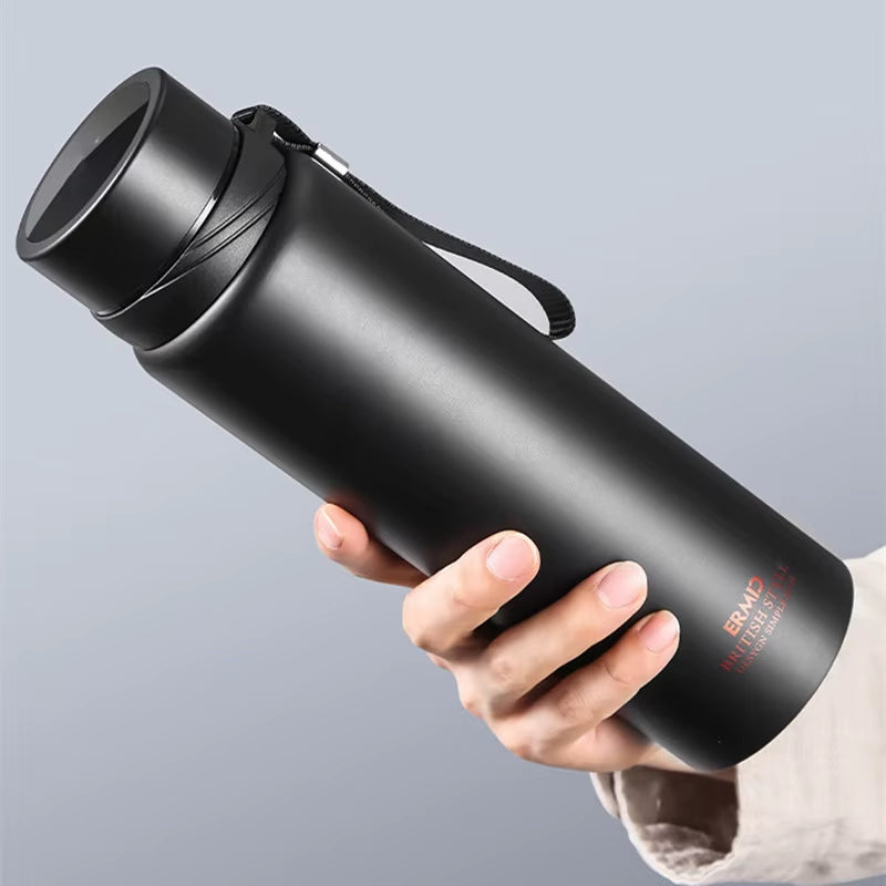 New Double Stainless Steel Vacuum Flask with Filter Large Capacity Portable Sport Thermos Mug Coffee Tea Tumbler 1000Ml/1600Ml