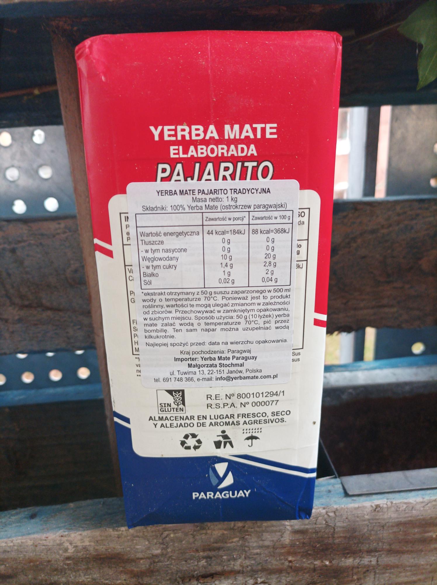 Paraguayan Pajarito toasted Yerba Mate, Pack 1 kg